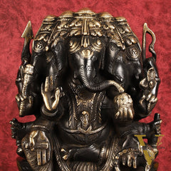 Pure Brass Superfine Panchmukhi Ganesha Statue 11"