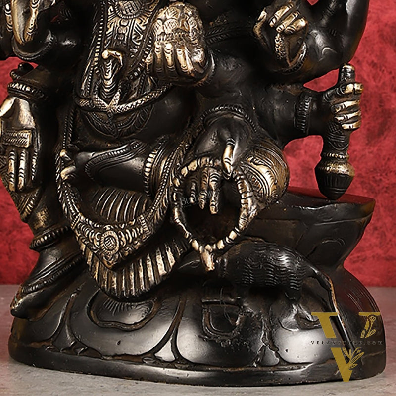 Pure Brass Superfine Panchmukhi Ganesha Statue 11"