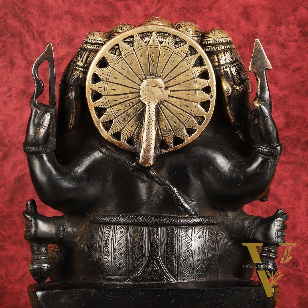Pure Brass Superfine Panchmukhi Ganesha Statue 11"