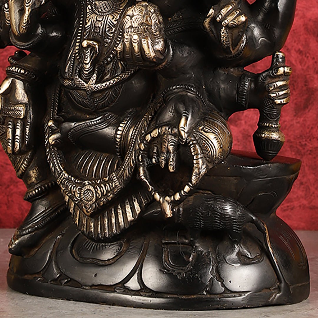 Pure Brass Superfine Panchmukhi Ganesha Statue 11"