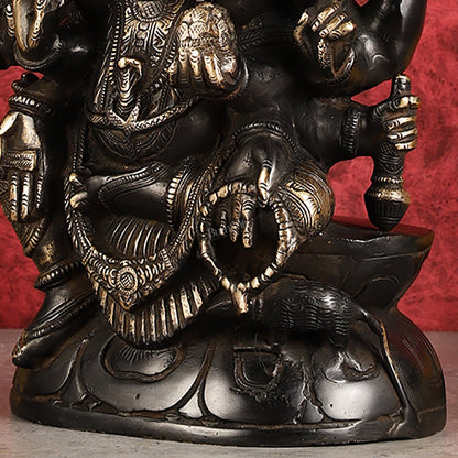 Pure Brass Superfine Panchmukhi Ganesha Statue 11"