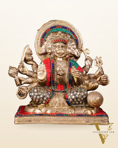 Pure Brass Superfine Panchmukhi Hanuman 10"