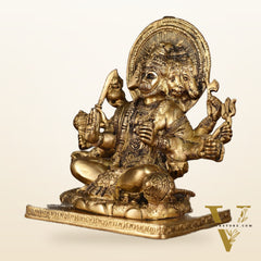 Pure Brass Superfine Panchmukhi Hanuman Blessing Statue - 10 inch antique finish