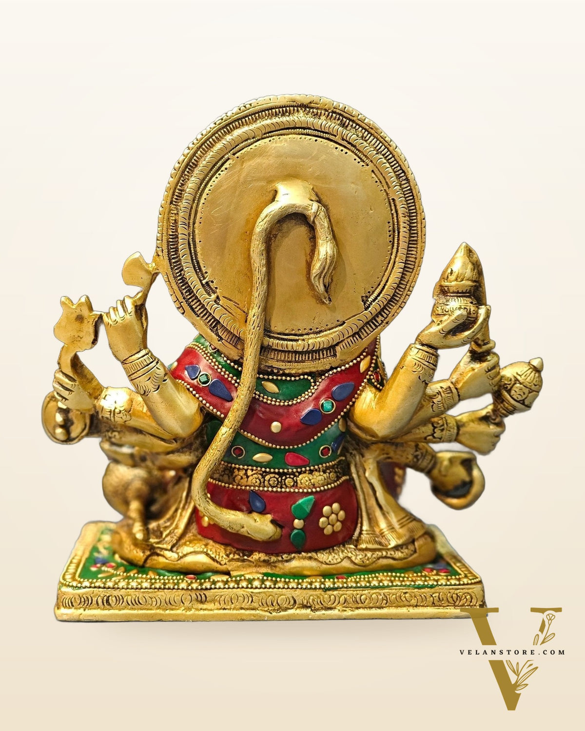 Pure Brass Superfine Panchmukhi Hanuman Blessing Statue - 10 inch multicolour