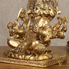 Pure Brass Superfine Panchmukhi Hanuman Blessing Statue - 10 inch