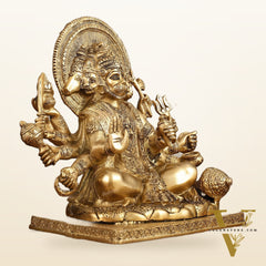 Pure Brass Superfine Panchmukhi Hanuman Blessing Statue - 10 inch