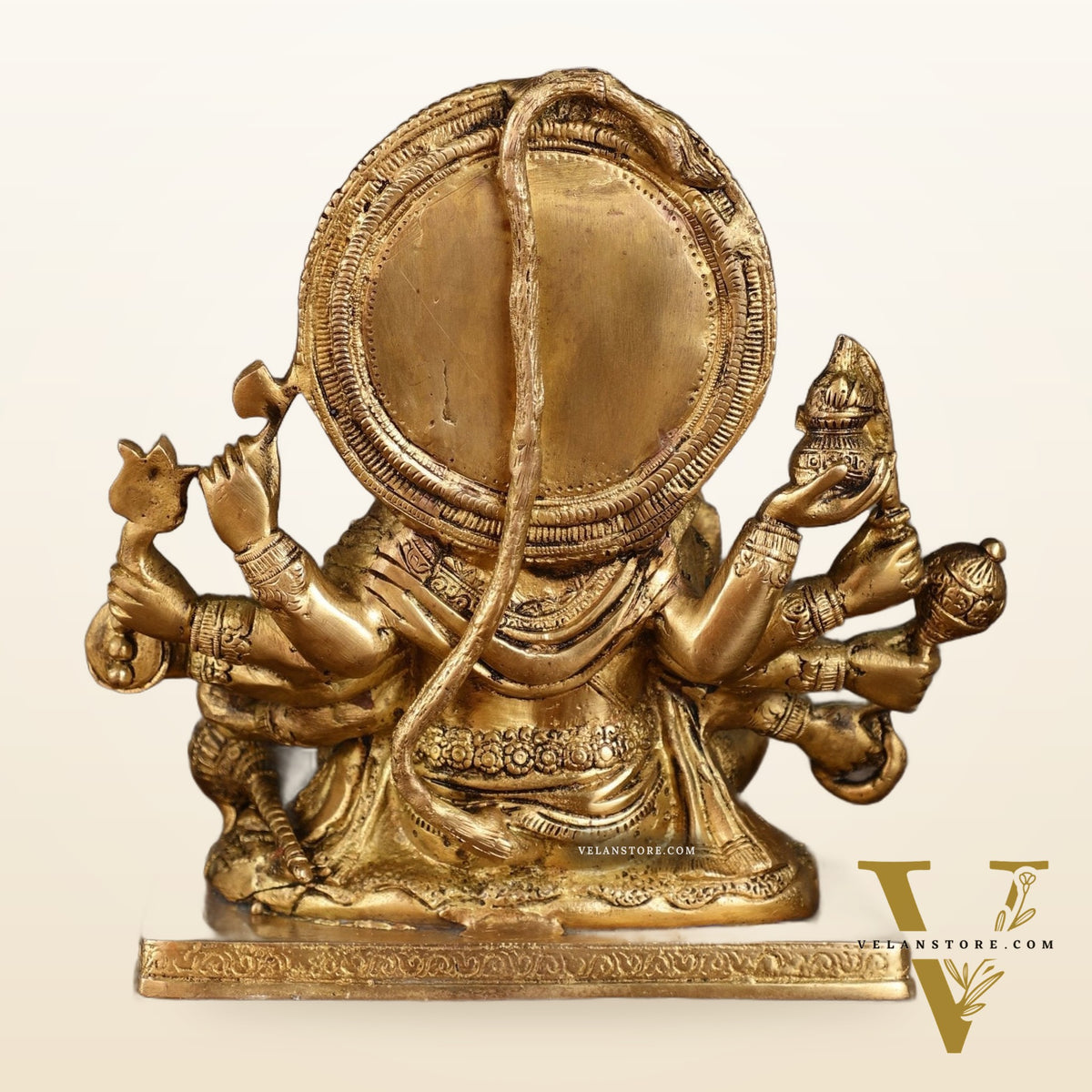 Pure Brass Superfine Panchmukhi Hanuman Blessing Statue - 10 inch antique finish