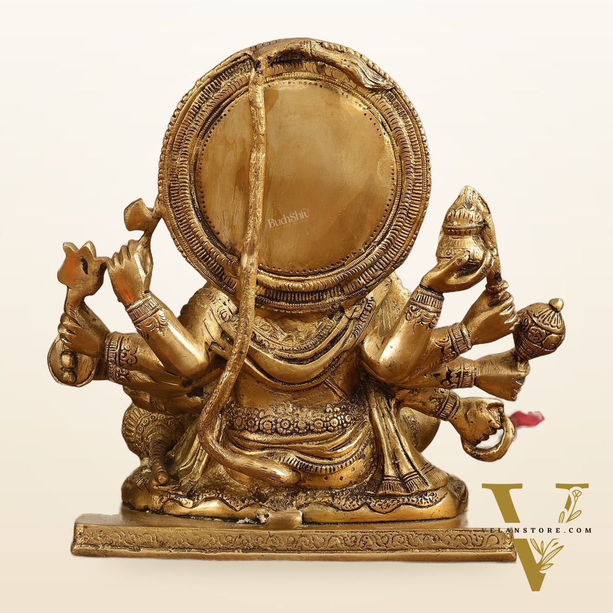 Pure Brass Superfine Panchmukhi Hanuman Blessing Statue - 10 inch