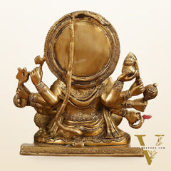 Pure Brass Superfine Panchmukhi Hanuman Blessing Statue - 10 inch
