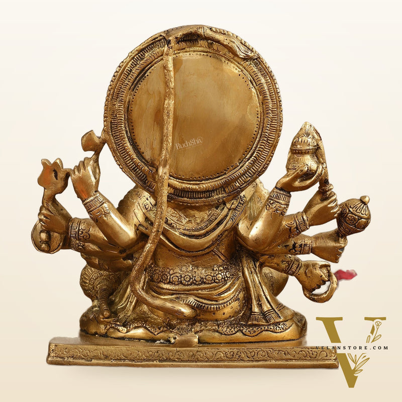 Pure Brass Superfine Panchmukhi Hanuman Blessing Statue - 10 inch