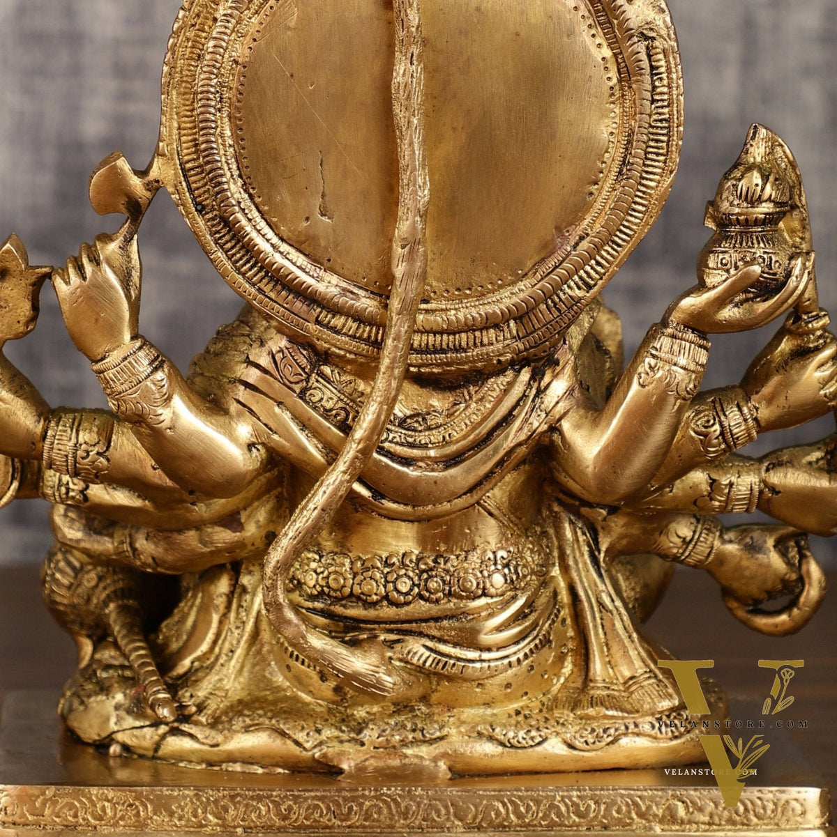 Pure Brass Superfine Panchmukhi Hanuman Blessing Statue - 10 inch antique finish
