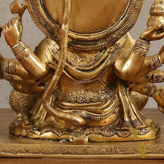 Pure Brass Superfine Panchmukhi Hanuman Blessing Statue - 10 inch