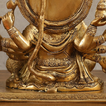 Pure Brass Superfine Panchmukhi Hanuman Blessing Statue - 10 inch