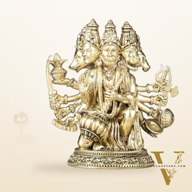 Pure Brass Superfine Panchmukhi Hanuman Idol | 6.5"
