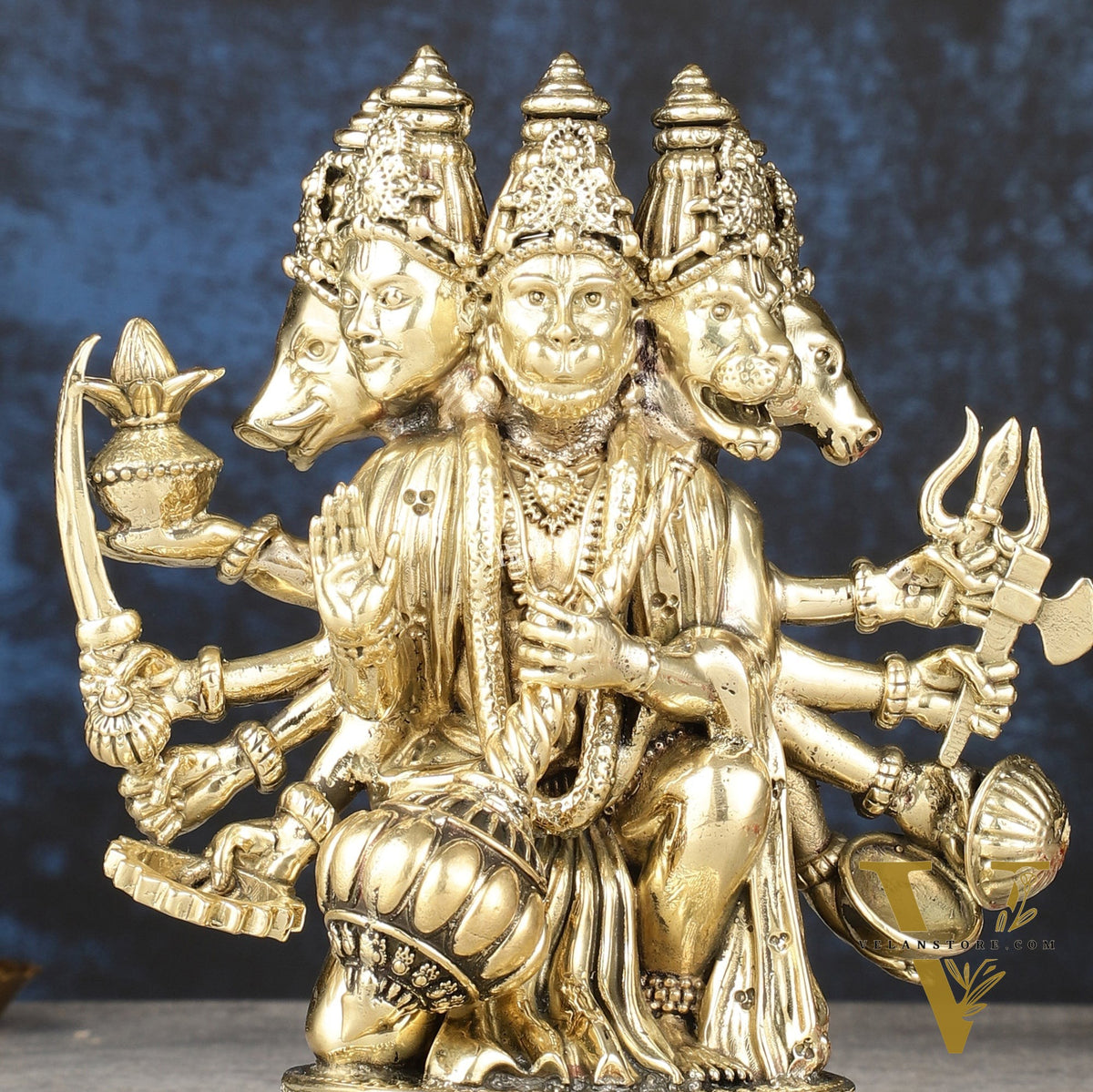 Pure Brass Superfine Panchmukhi Hanuman Idol | 6.5"