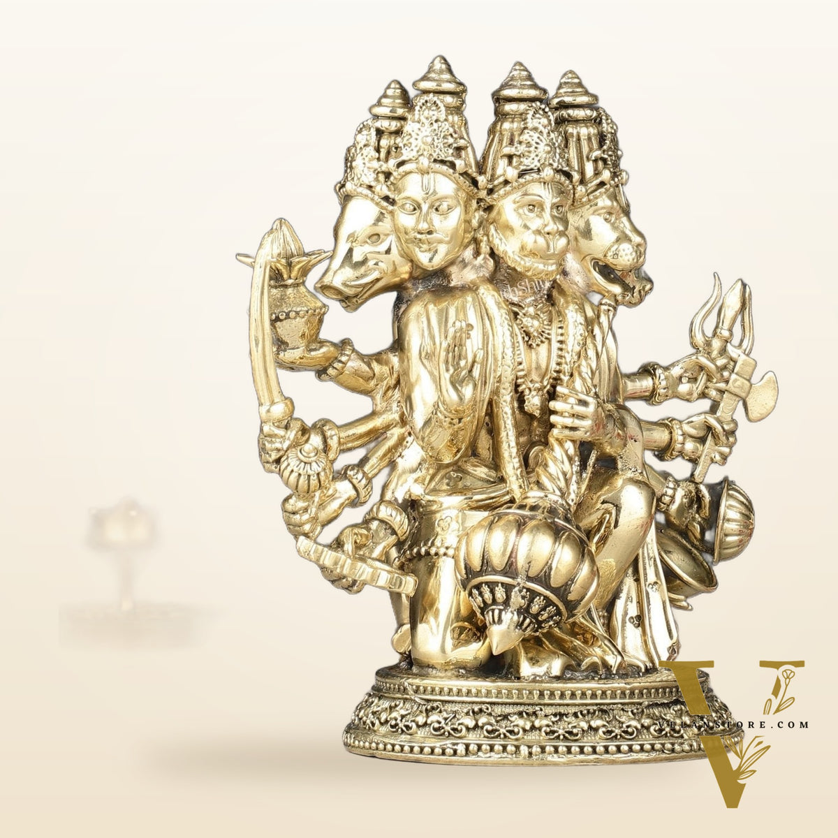 Pure Brass Superfine Panchmukhi Hanuman Idol | 6.5"