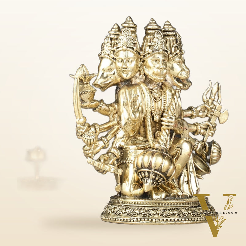 Pure Brass Superfine Panchmukhi Hanuman Idol | 6.5"