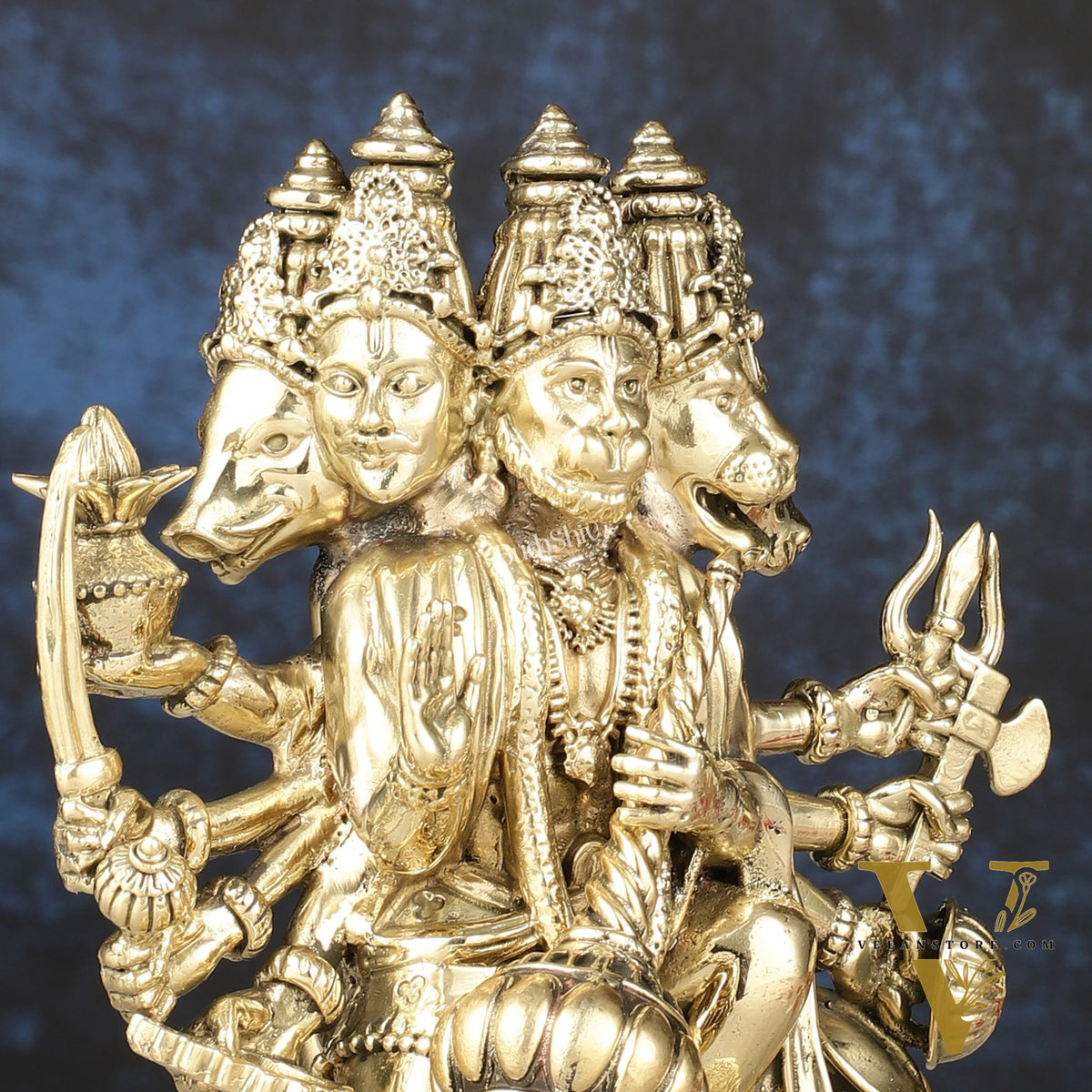 Pure Brass Superfine Panchmukhi Hanuman Idol | 6.5"