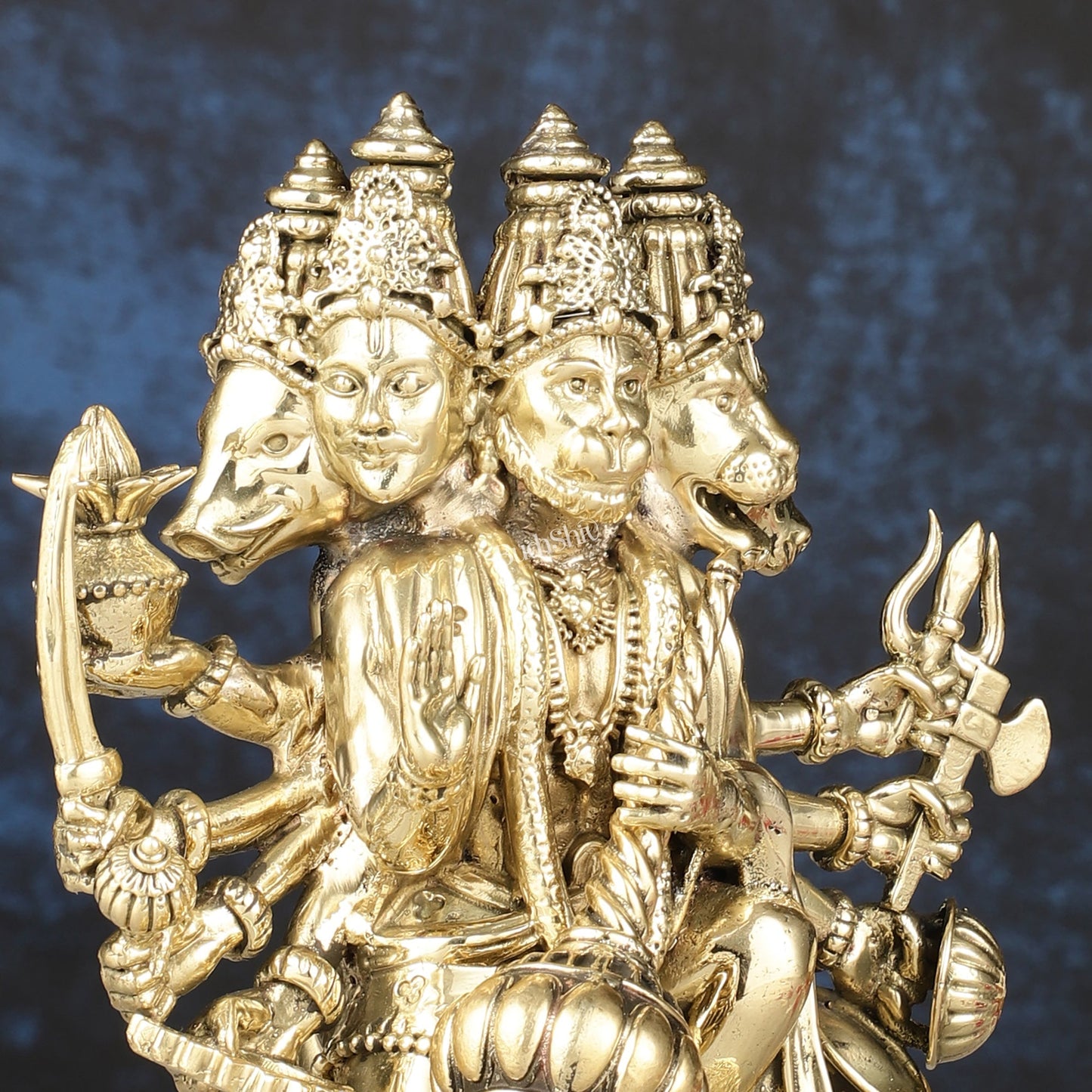 Pure Brass Superfine Panchmukhi Hanuman Idol | 6.5"