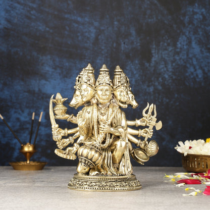 Pure Brass Superfine Panchmukhi Hanuman Idol | 6.5"