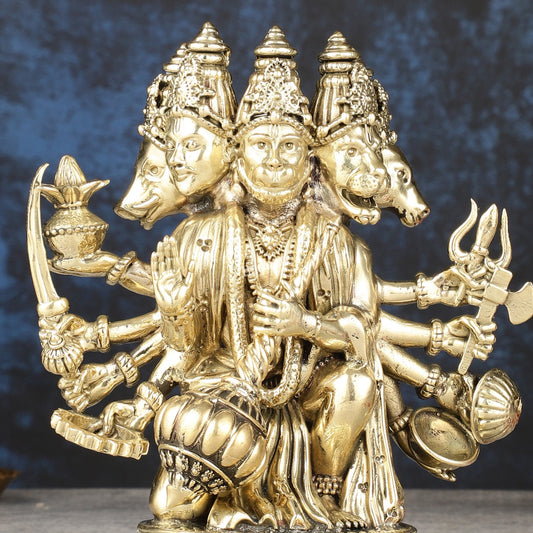 Pure Brass Superfine Panchmukhi Hanuman Idol | 6.5"