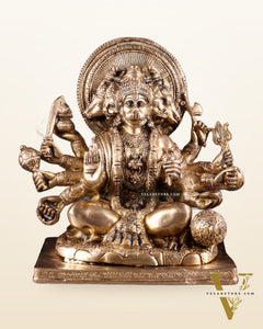 Pure Brass Superfine Panchmukhi Hanuman Statue - 10 inch matte