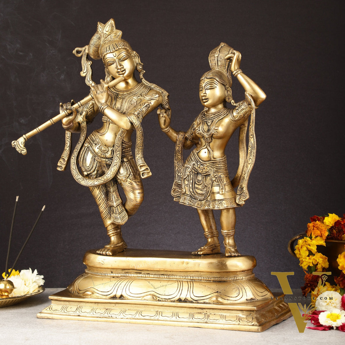 Pure Brass Superfine Radha Krishna Idols - 18 inch