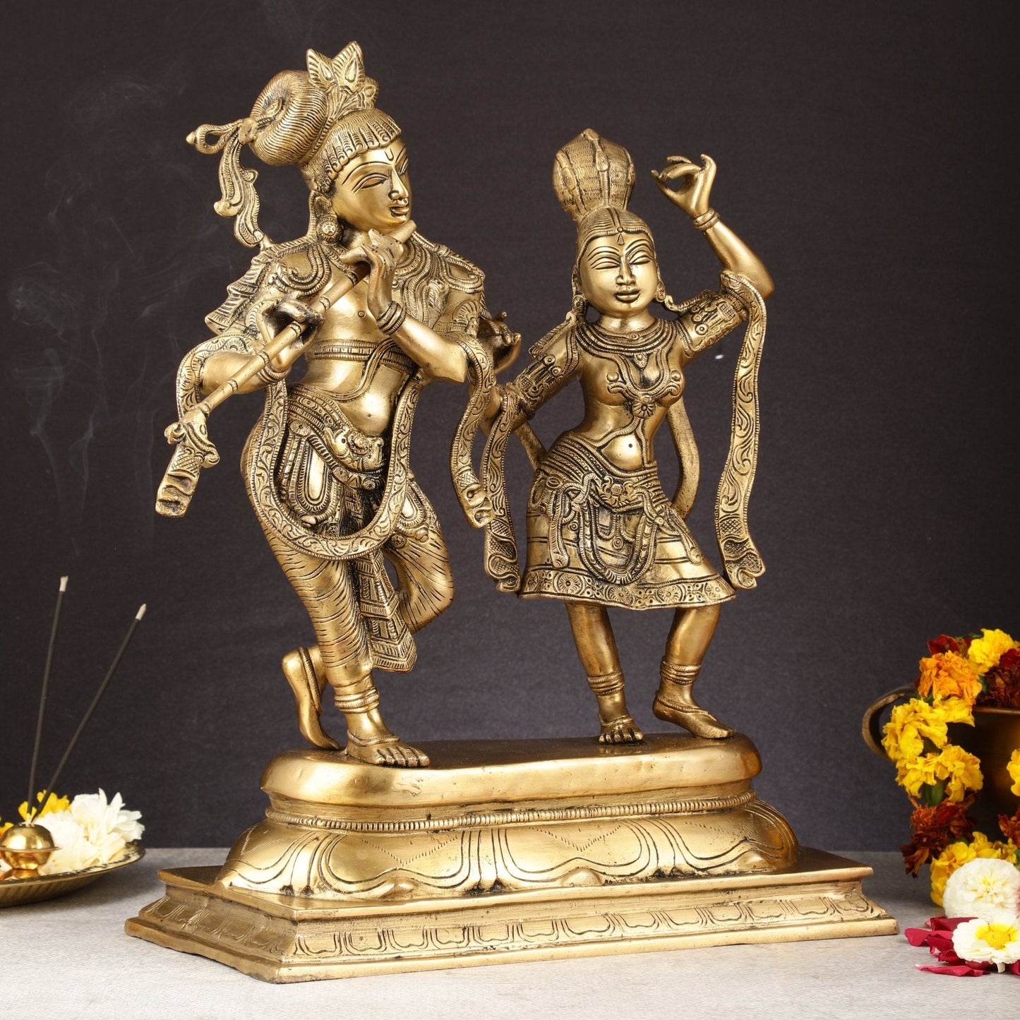 Pure Brass Superfine Radha Krishna Idols - 18 inch