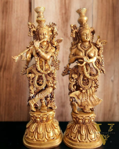 Pure Brass Superfine Radha Krishna Idols Pair - 25"