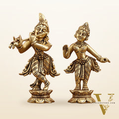 Pure brass Superfine Radha krishna idols pair 5"