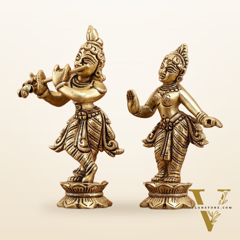 Pure brass Superfine Radha krishna idols pair 5"