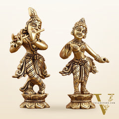 Pure brass Superfine Radha krishna idols pair 5"