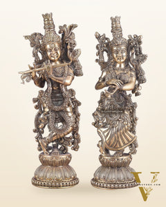 Pure Brass Superfine Radha Krishna Pair Statue – 16 Inch
