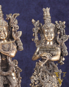 Pure Brass Superfine Radha Krishna Pair Statue – 16 Inch