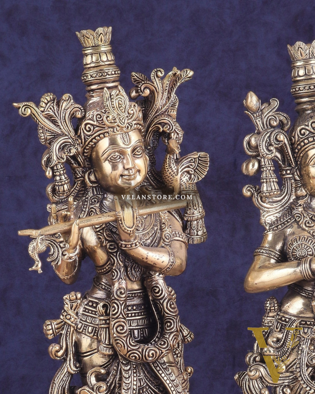 Pure Brass Superfine Radha Krishna Pair Statue – 16 Inch