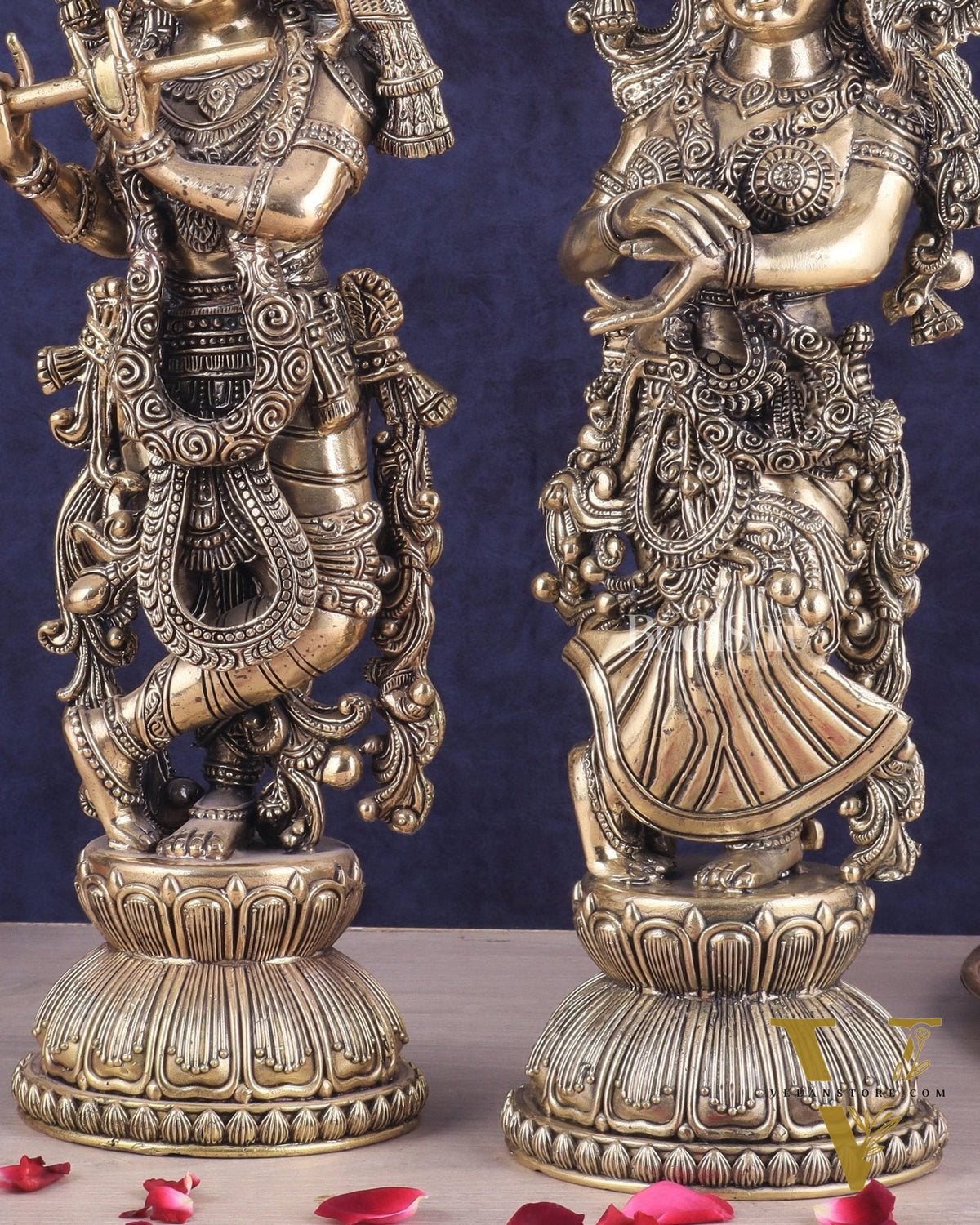 Pure Brass Superfine Radha Krishna Pair Statue – 16 Inch