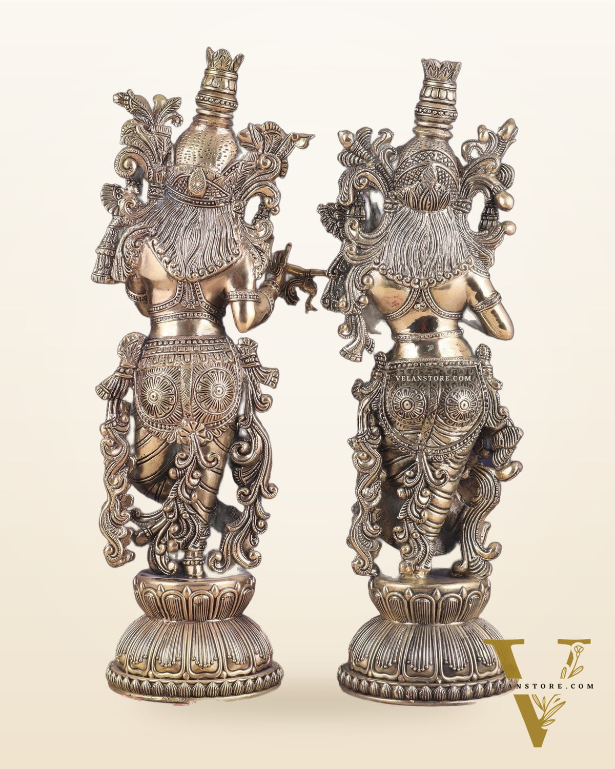 Pure Brass Superfine Radha Krishna Pair Statue – 16 Inch