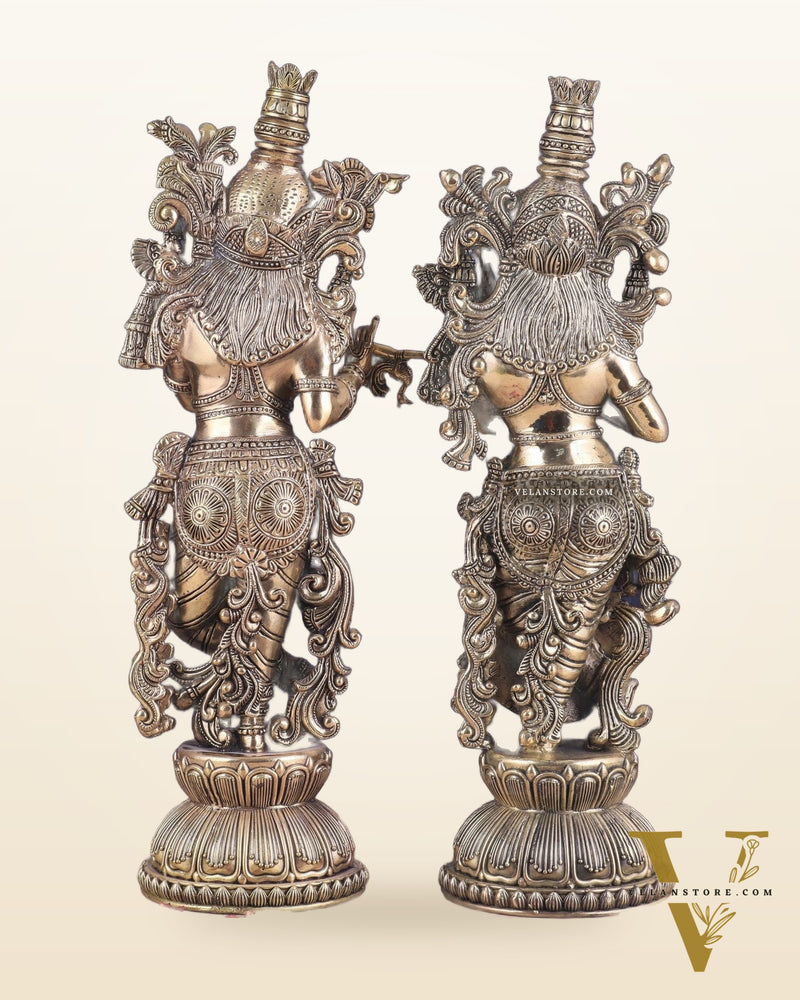Pure Brass Superfine Radha Krishna Pair Statue – 16 Inch