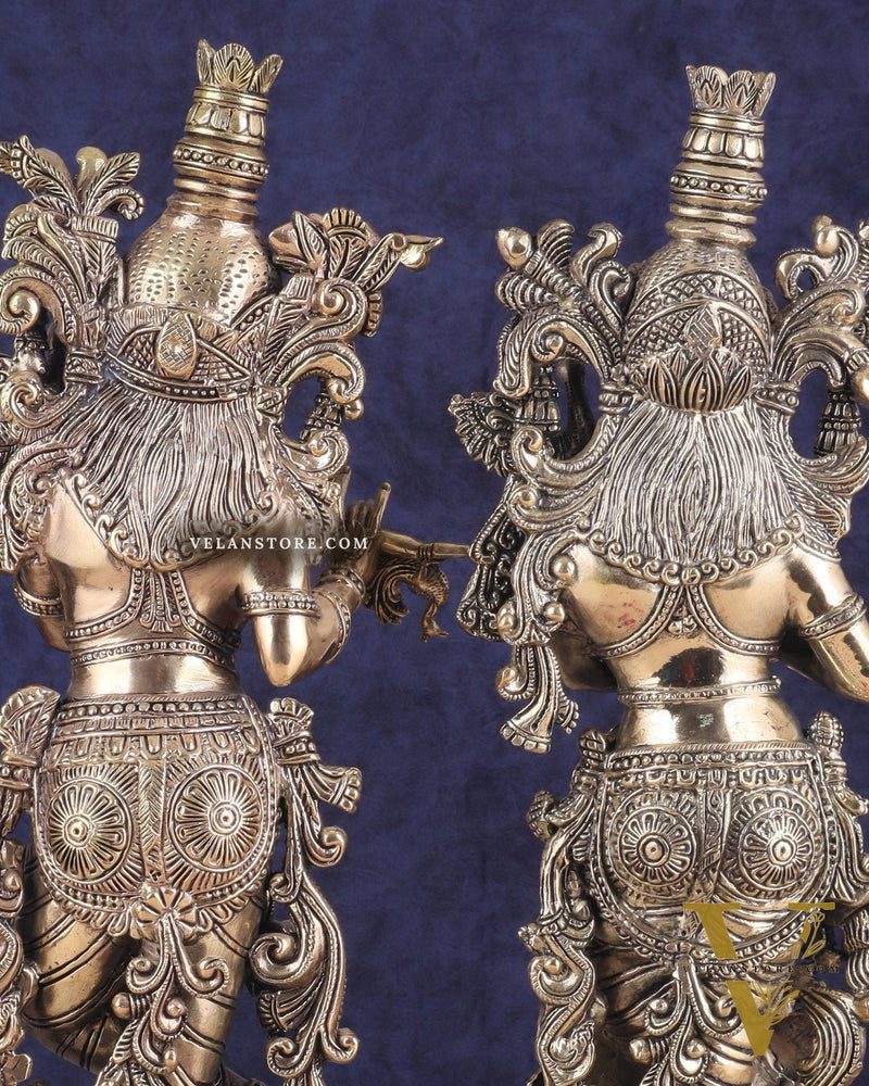 Pure Brass Superfine Radha Krishna Pair Statue – 16 Inch