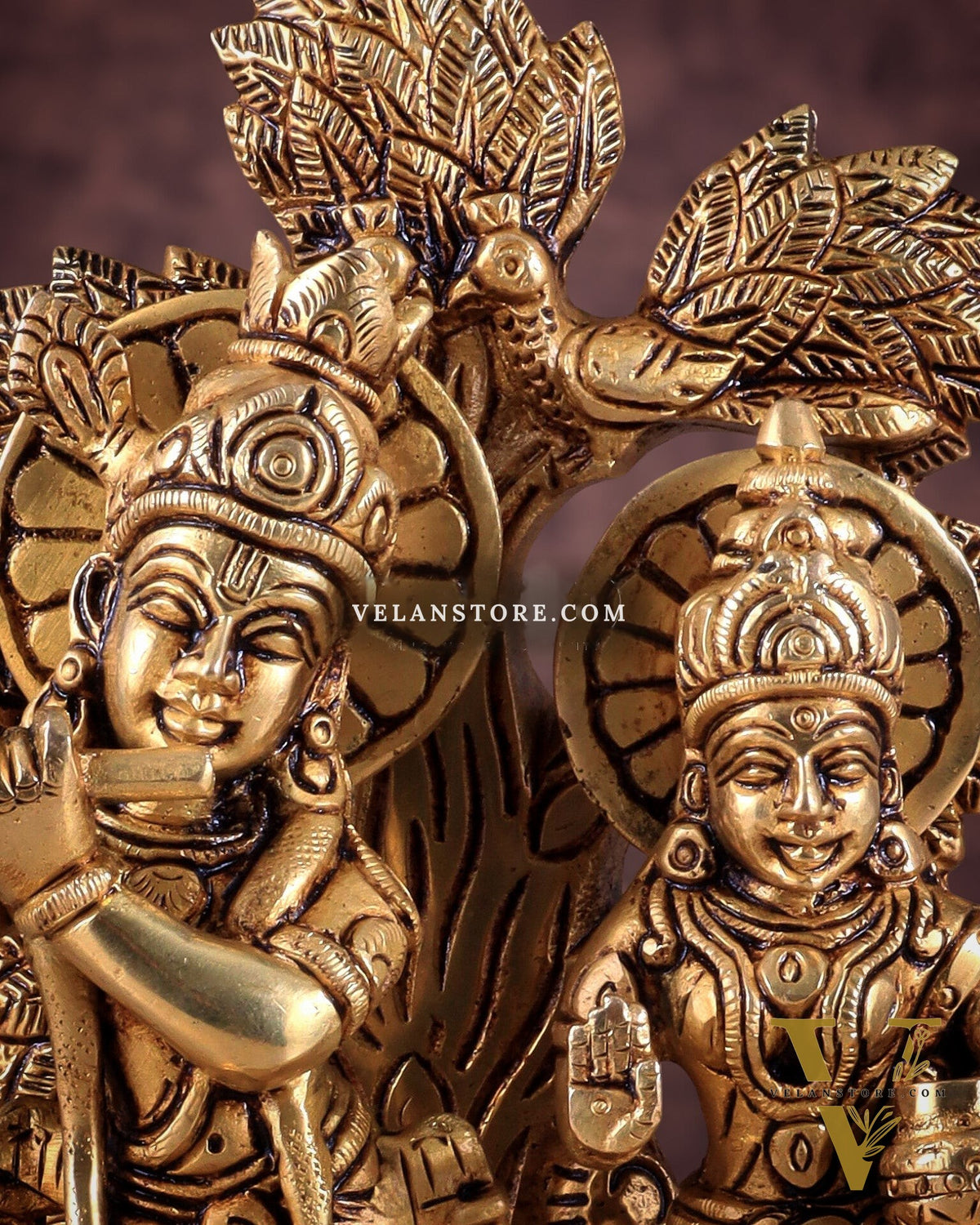 Pure Brass Superfine Radha Krishna Standing Under Kalpavriksha Statue