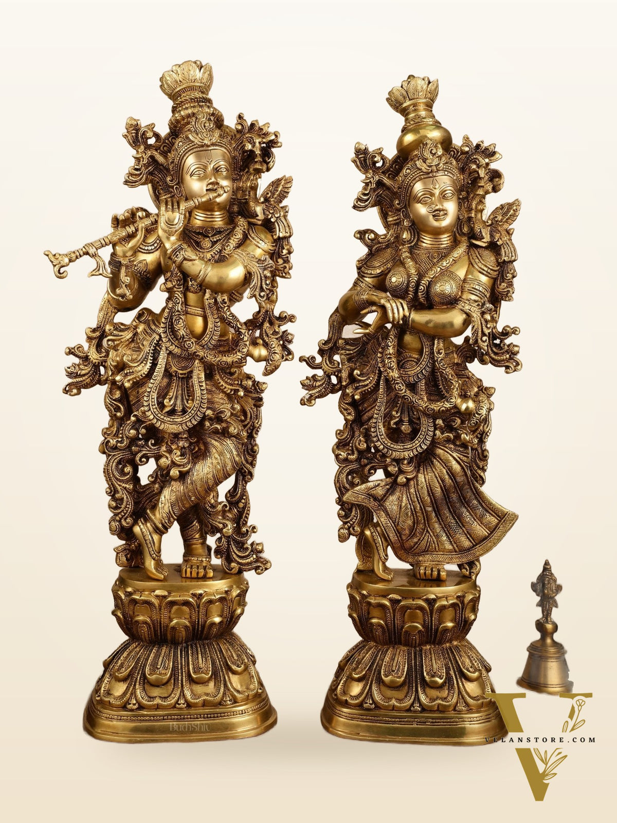 Pure Brass Superfine Radha Krishna Statue | 30" pair