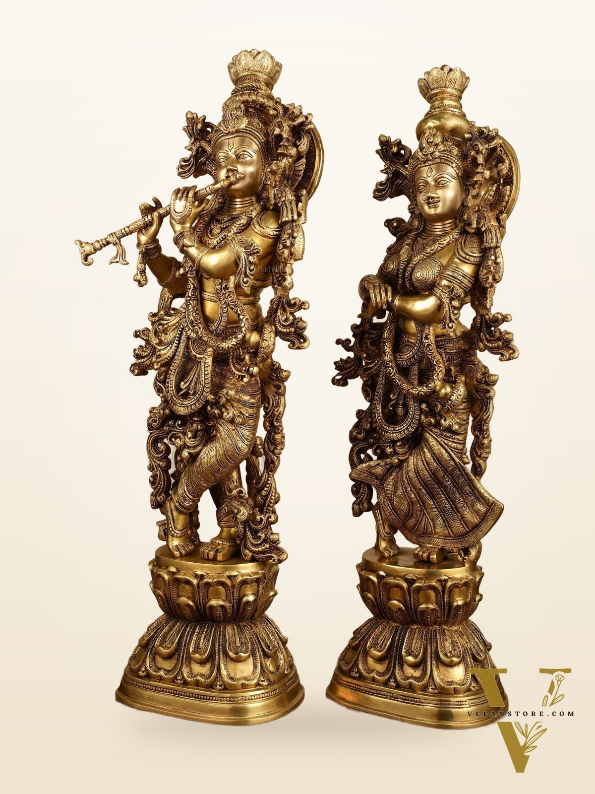 Pure Brass Superfine Radha Krishna Statue | 30" pair