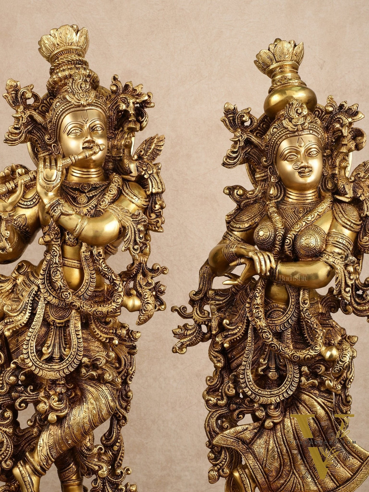 Pure Brass Superfine Radha Krishna Statue | 30" pair