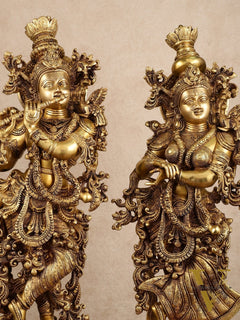 Pure Brass Superfine Radha Krishna Statue | 30" pair