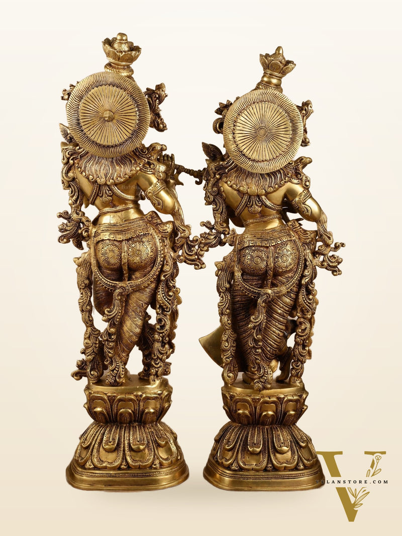 Pure Brass Superfine Radha Krishna Statue | 30" pair