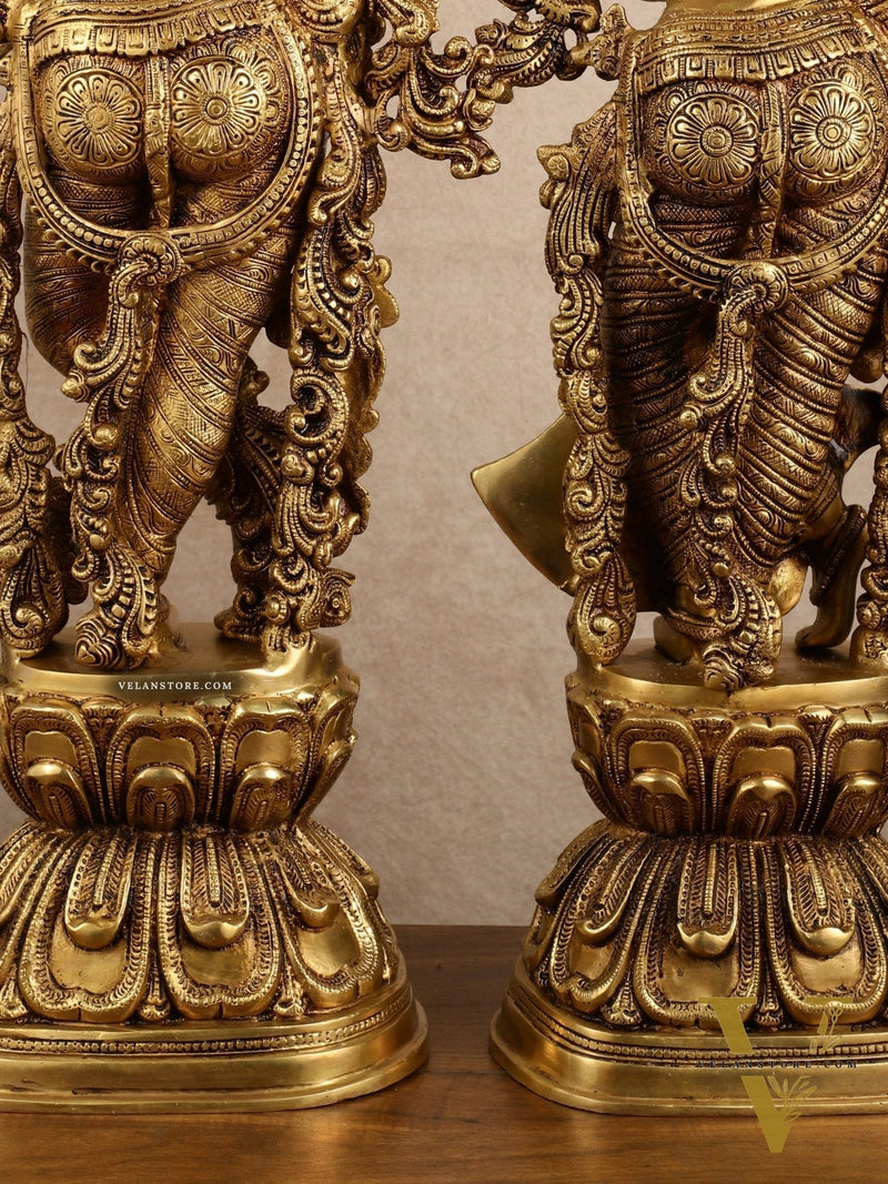 Pure Brass Superfine Radha Krishna Statue | 30" pair