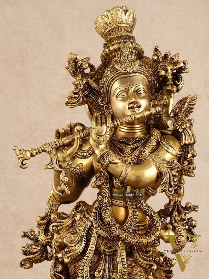 Pure Brass Superfine Radha Krishna Statue | 30" pair