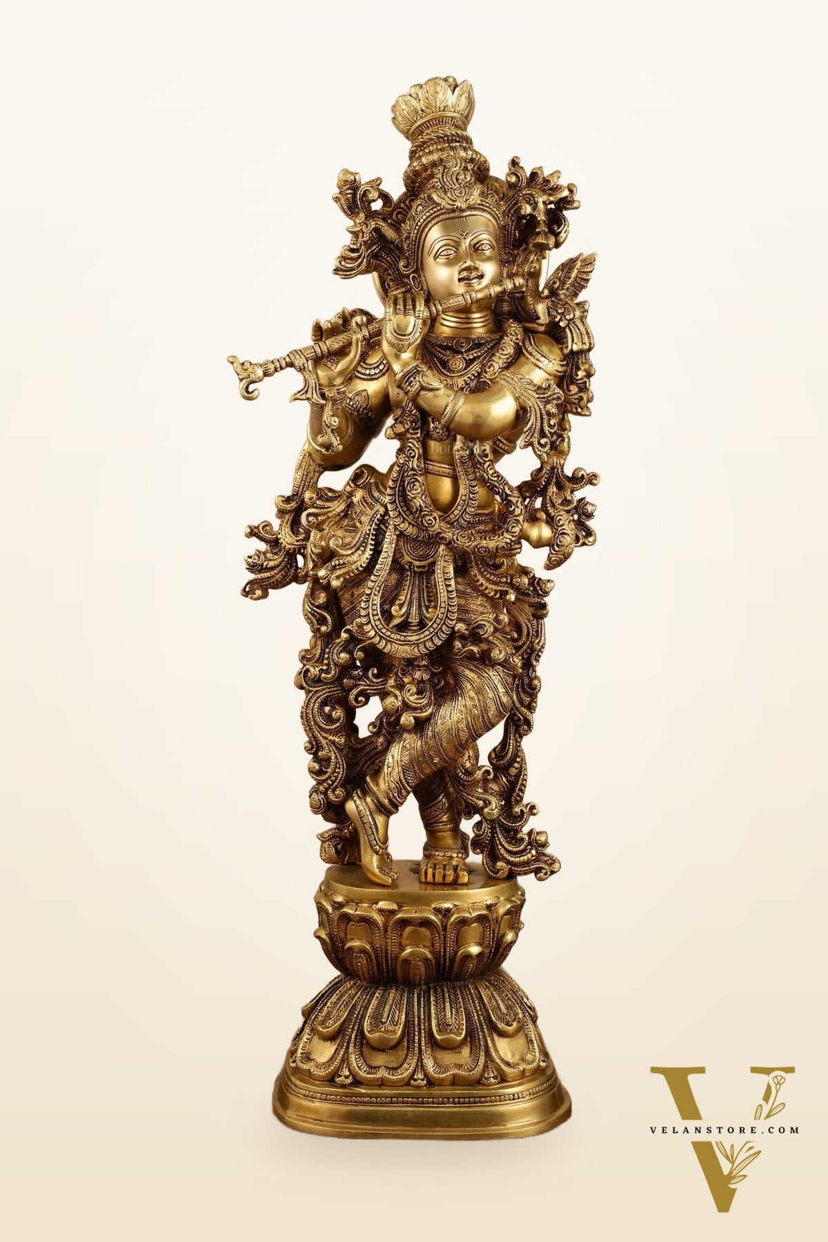 Pure Brass Superfine Radha Krishna Statue | 30" pair