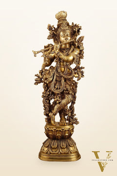 Pure Brass Superfine Radha Krishna Statue | 30" pair