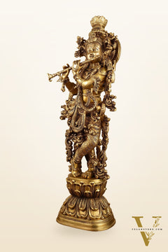 Pure Brass Superfine Radha Krishna Statue | 30" pair